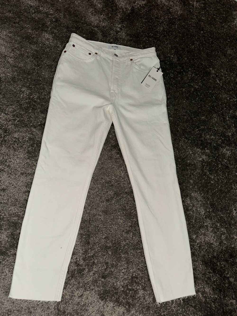 Re/Done White Ankle Crop Jeans